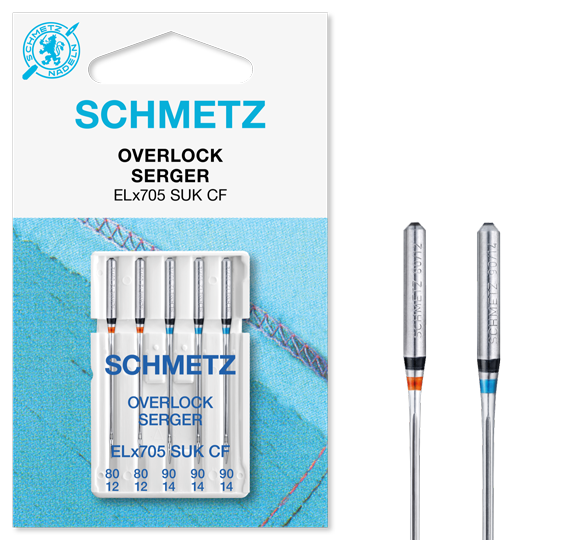 Igły półpłaskie Schmetz ELX705 SUK CF VZS mix 80-90 Jersey DO OWERLOKA 5 szt.