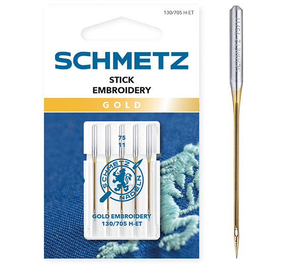 Igły półpłaskie Schmetz 130/705 H-ET VMS 75 GOLD EMBROIDERY 5 szt.