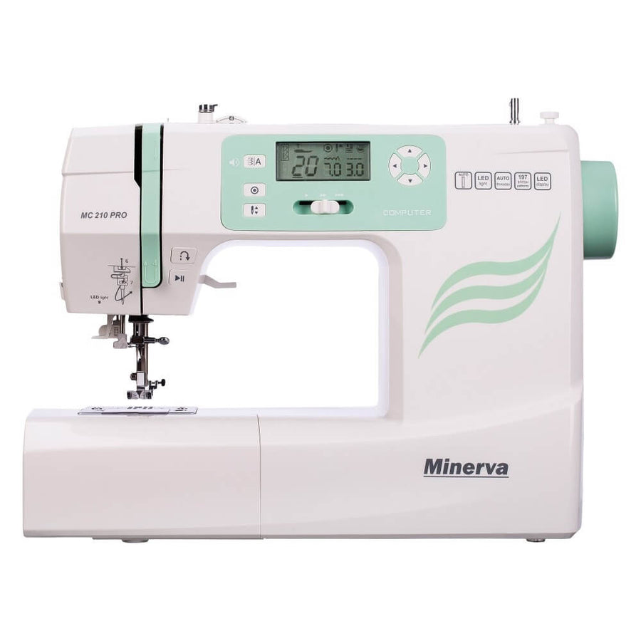 Minerva MC210 Pro — komputerowa maszyna do szycia z panelem sterowania