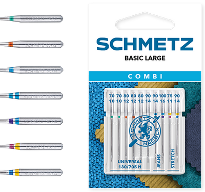 Igły półpłaskie Schmetz 130/705 H XVS mix 70-100 COMBI BASIC LARGE 10 szt.