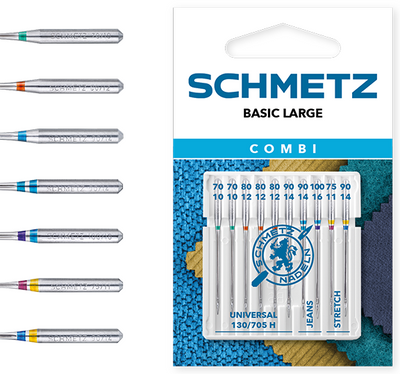 Igły półpłaskie Schmetz 130/705 H XVS mix 70-100 COMBI BASIC LARGE 10 szt.