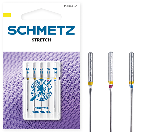 Igły półpłaskie Schmetz 130/705 H-S VQS mix 65-90 stretch 5 szt.