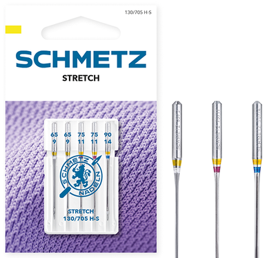Igły półpłaskie Schmetz 130/705 H-S VQS mix 65-90 stretch 5 szt.