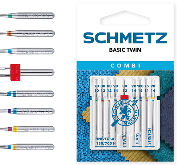 Igły półpłaskie Schmetz 130/705 H KNS mix 70-90 COMBI BASIC TWIN 9 szt.